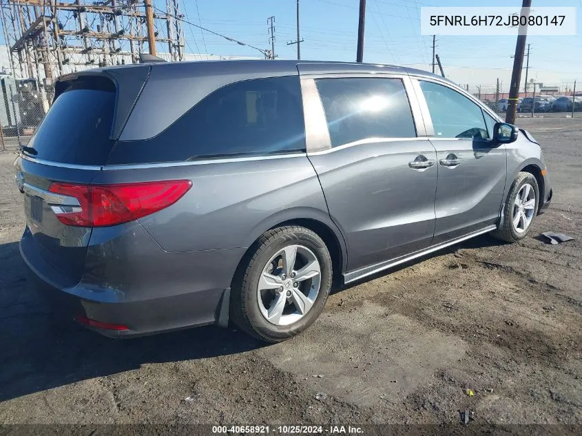 2018 Honda Odyssey Ex-L VIN: 5FNRL6H72JB080147 Lot: 40658921