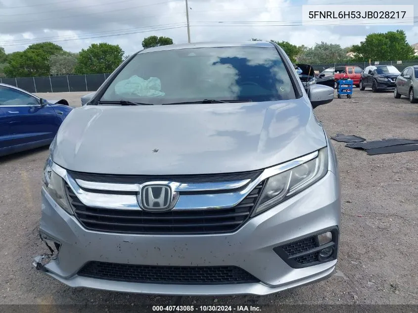 2018 Honda Odyssey Ex VIN: 5FNRL6H53JB028217 Lot: 40743085