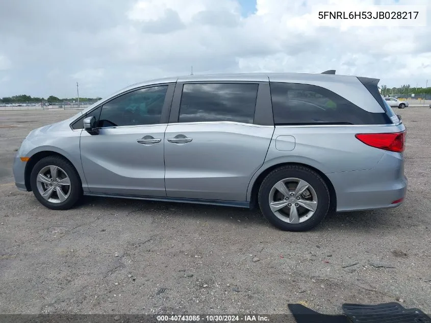 2018 Honda Odyssey Ex VIN: 5FNRL6H53JB028217 Lot: 40743085