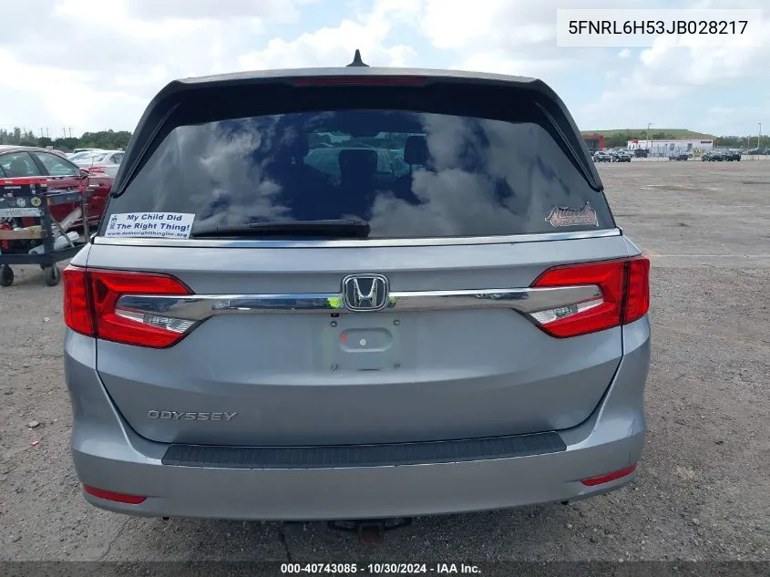 5FNRL6H53JB028217 2018 Honda Odyssey Ex