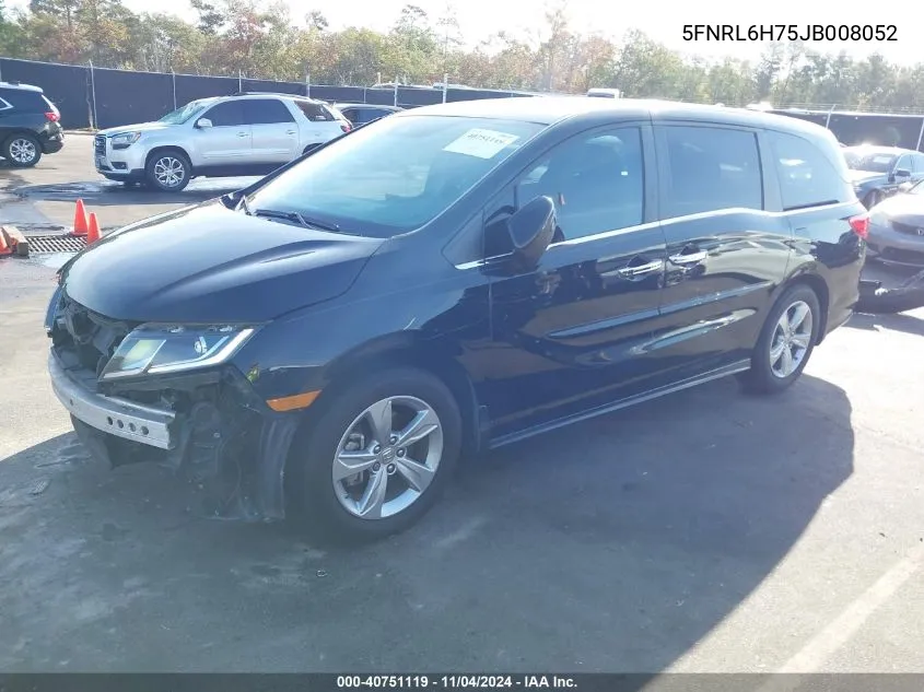 2018 Honda Odyssey Ex-L VIN: 5FNRL6H75JB008052 Lot: 40751119