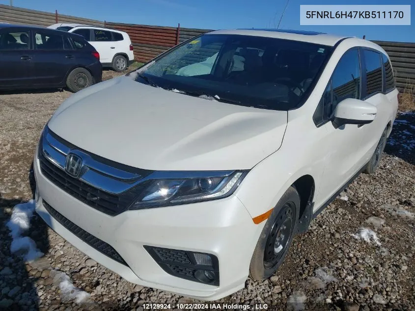 2019 Honda Odyssey VIN: 5FNRL6H47KB511170 Lot: 12129924