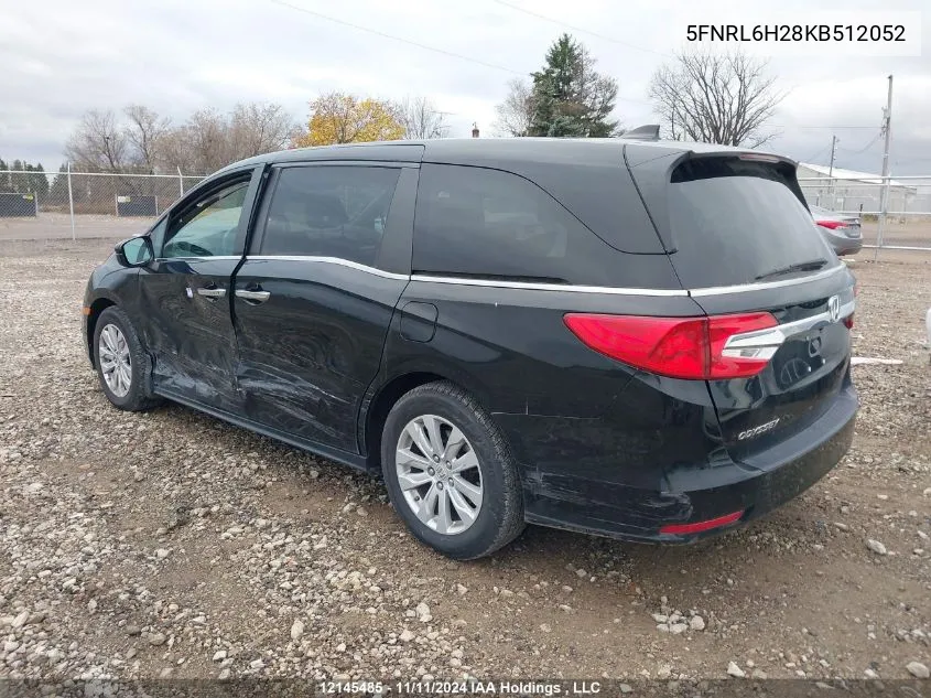 2019 Honda Odyssey VIN: 5FNRL6H28KB512052 Lot: 12145485