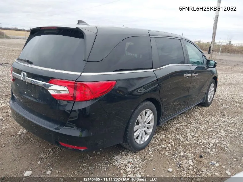 2019 Honda Odyssey VIN: 5FNRL6H28KB512052 Lot: 12145485