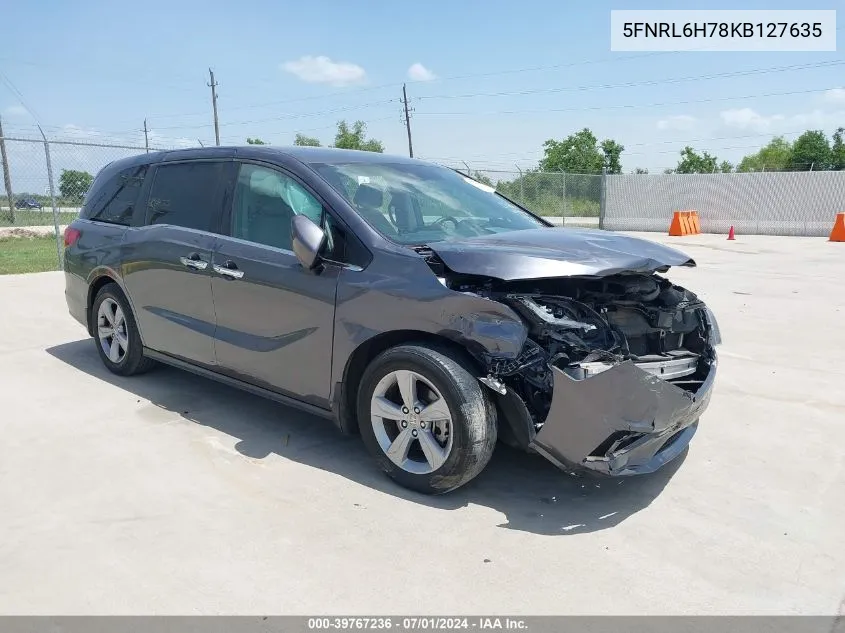 2019 Honda Odyssey Ex-L VIN: 5FNRL6H78KB127635 Lot: 39767236