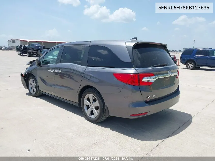 2019 Honda Odyssey Ex-L VIN: 5FNRL6H78KB127635 Lot: 39767236