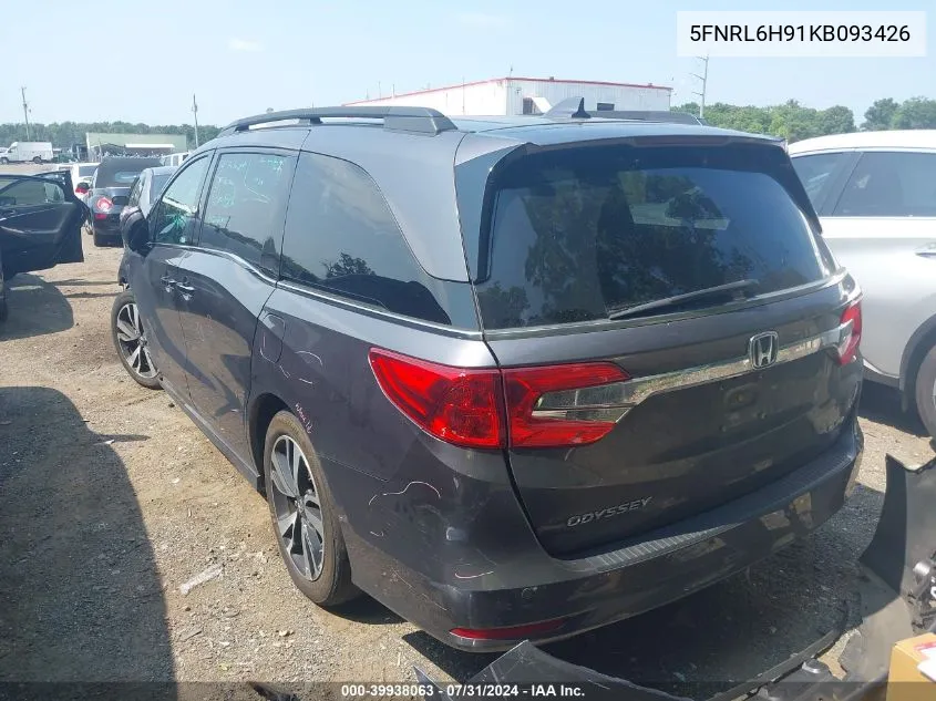 2019 Honda Odyssey Elite VIN: 5FNRL6H91KB093426 Lot: 39938063