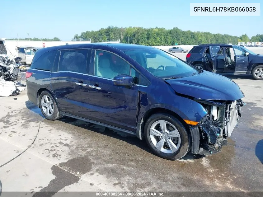 2019 Honda Odyssey Ex-L VIN: 5FNRL6H78KB066058 Lot: 40188254