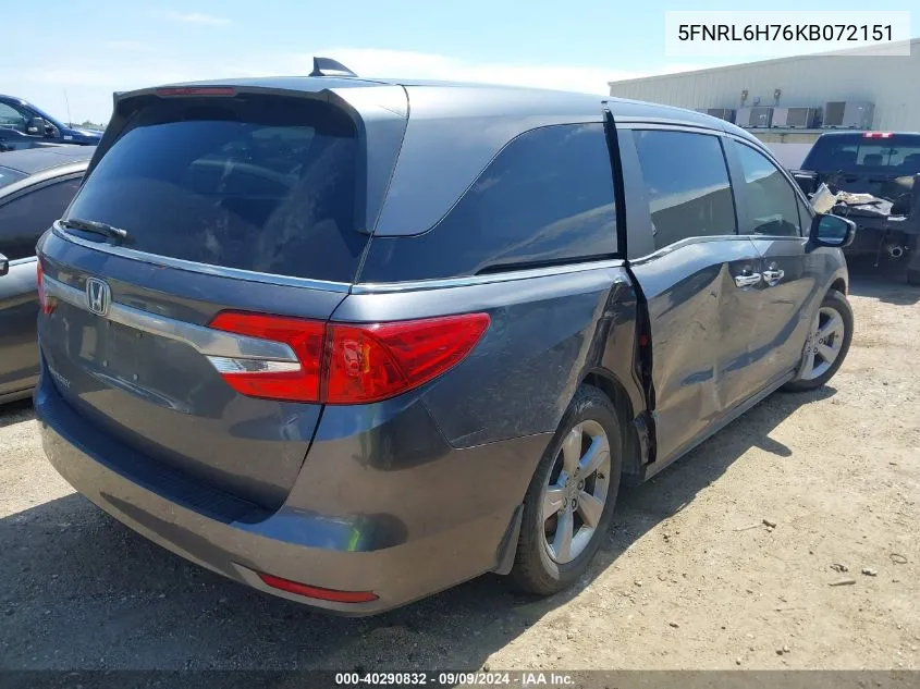 2019 Honda Odyssey Ex-L VIN: 5FNRL6H76KB072151 Lot: 40290832