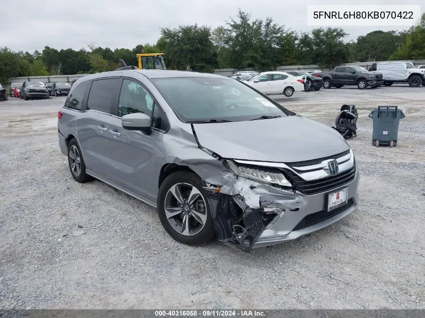 2019 Honda Odyssey Touring VIN: 5FNRL6H80KB070422 Lot: 40316058