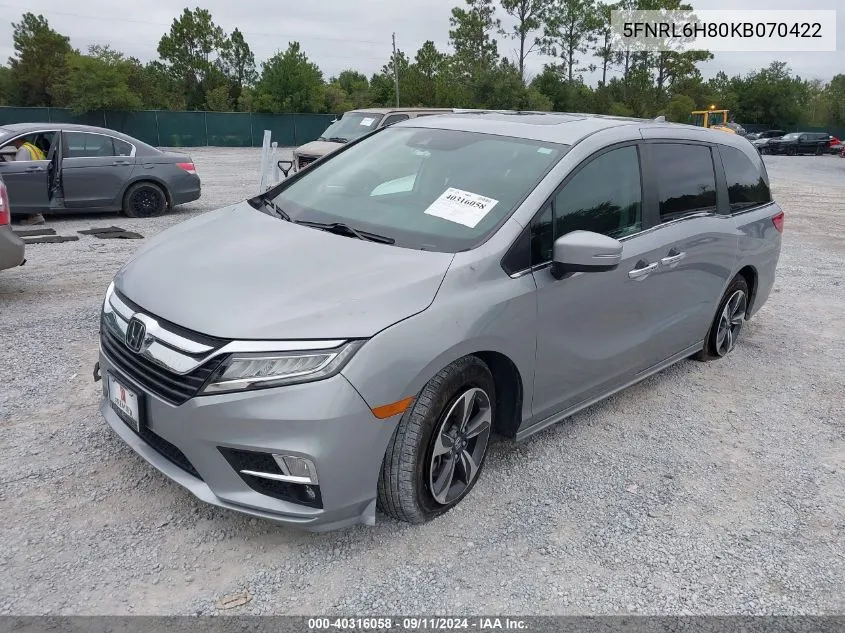 5FNRL6H80KB070422 2019 Honda Odyssey Touring