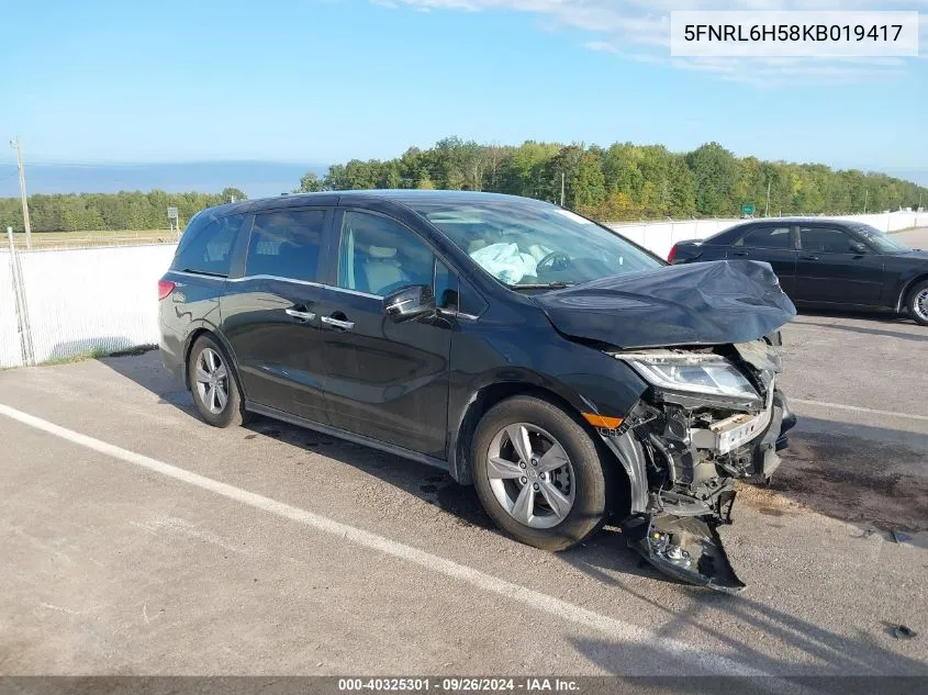 2019 Honda Odyssey Ex VIN: 5FNRL6H58KB019417 Lot: 40325301