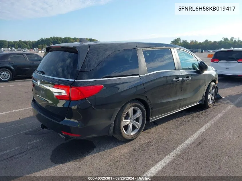 2019 Honda Odyssey Ex VIN: 5FNRL6H58KB019417 Lot: 40325301