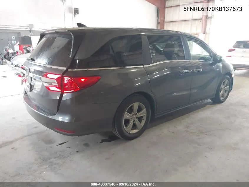 2019 Honda Odyssey Ex-L VIN: 5FNRL6H70KB137673 Lot: 40337546