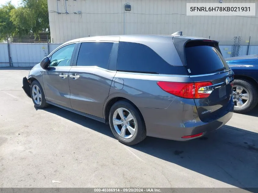 2019 Honda Odyssey Exl VIN: 5FNRL6H78KB021931 Lot: 40683989