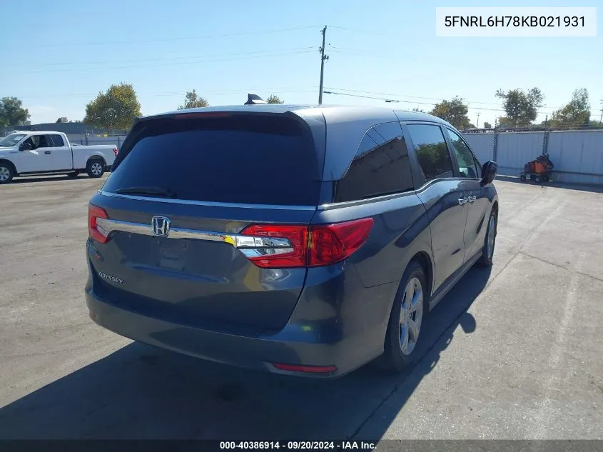 2019 Honda Odyssey Exl VIN: 5FNRL6H78KB021931 Lot: 40683989