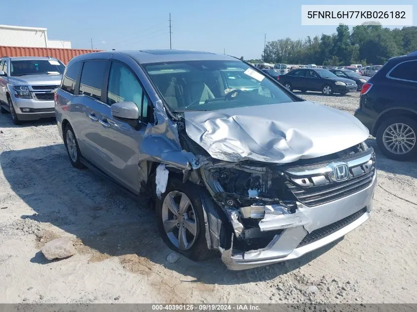 2019 Honda Odyssey Ex-L VIN: 5FNRL6H77KB026182 Lot: 40390125