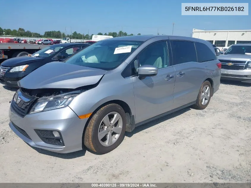 2019 Honda Odyssey Ex-L VIN: 5FNRL6H77KB026182 Lot: 40390125