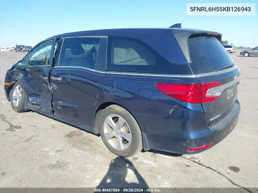 2019 Honda Odyssey Ex VIN: 5FNRL6H55KB126943 Lot: 40457564