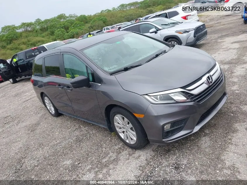 2019 Honda Odyssey Lx VIN: 5FNRL6H25KB063722 Lot: 40540964