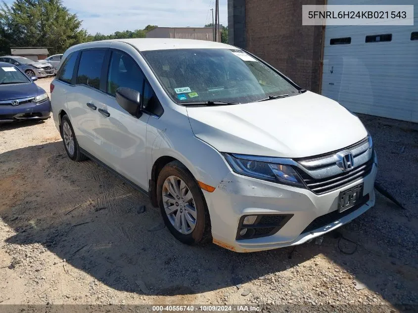 2019 Honda Odyssey Lx VIN: 5FNRL6H24KB021543 Lot: 40556740