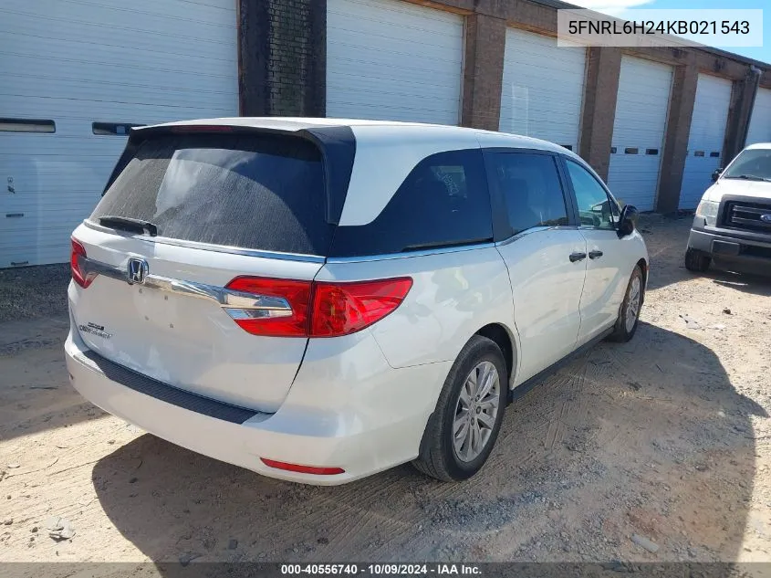 2019 Honda Odyssey Lx VIN: 5FNRL6H24KB021543 Lot: 40556740