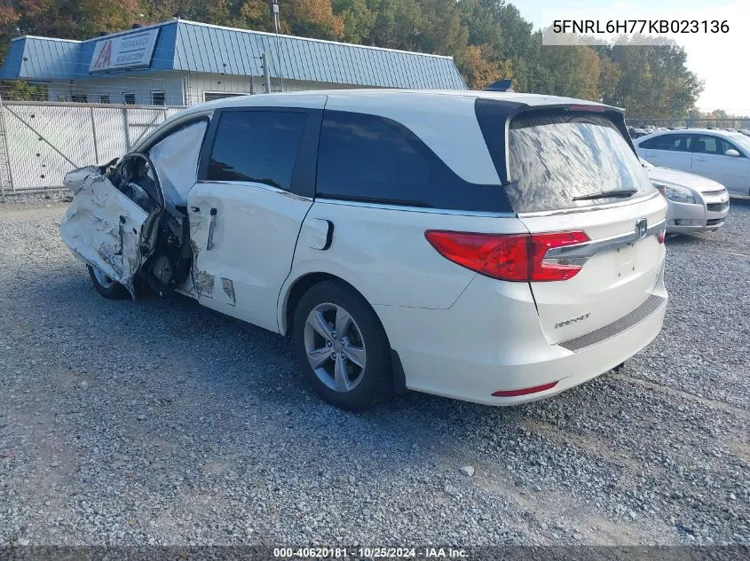 2019 Honda Odyssey Ex-L VIN: 5FNRL6H77KB023136 Lot: 40620181