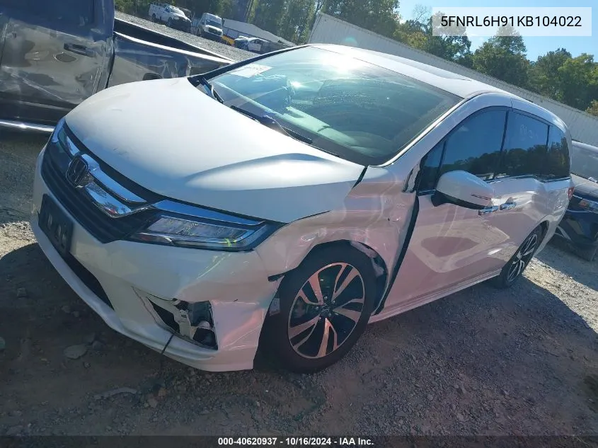 5FNRL6H91KB104022 2019 Honda Odyssey Elite