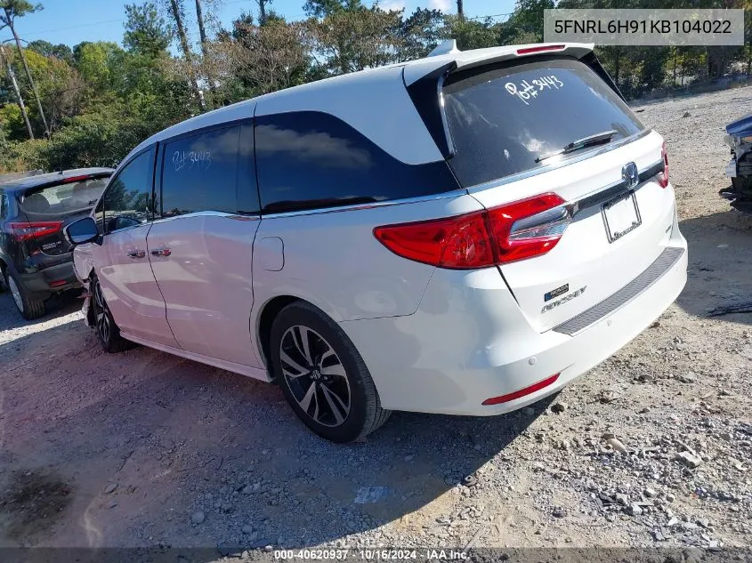 5FNRL6H91KB104022 2019 Honda Odyssey Elite