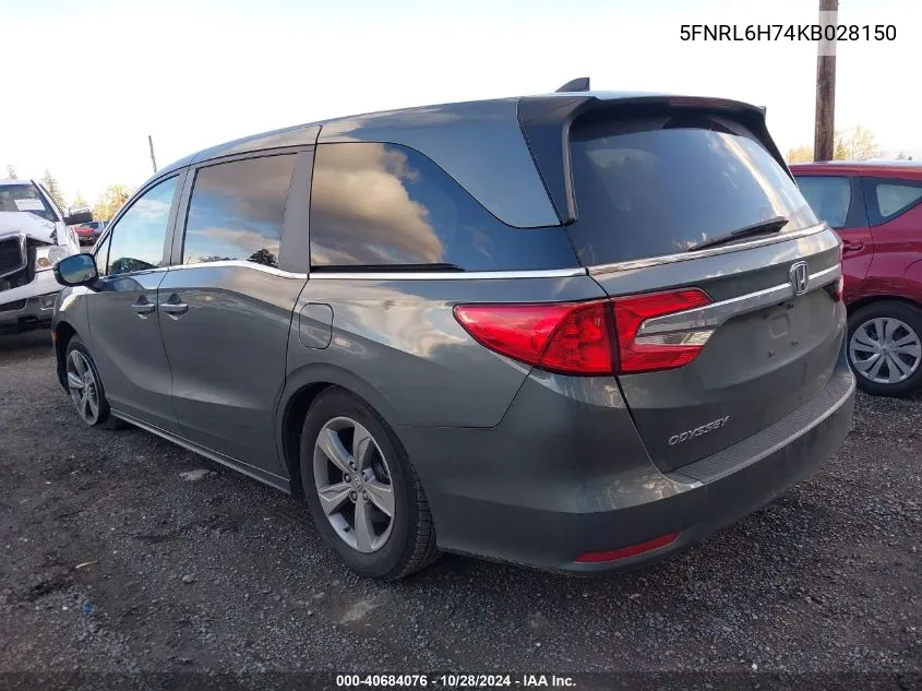 2019 Honda Odyssey Ex-L VIN: 5FNRL6H74KB028150 Lot: 40684076