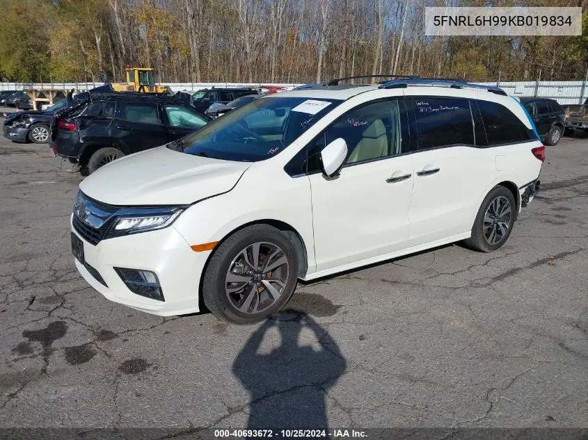 2019 Honda Odyssey Elite VIN: 5FNRL6H99KB019834 Lot: 40693672