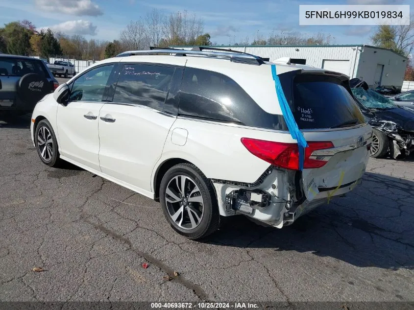 2019 Honda Odyssey Elite VIN: 5FNRL6H99KB019834 Lot: 40693672