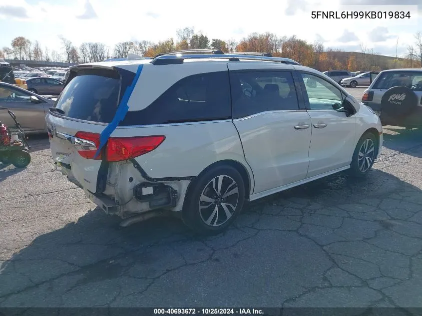 2019 Honda Odyssey Elite VIN: 5FNRL6H99KB019834 Lot: 40693672