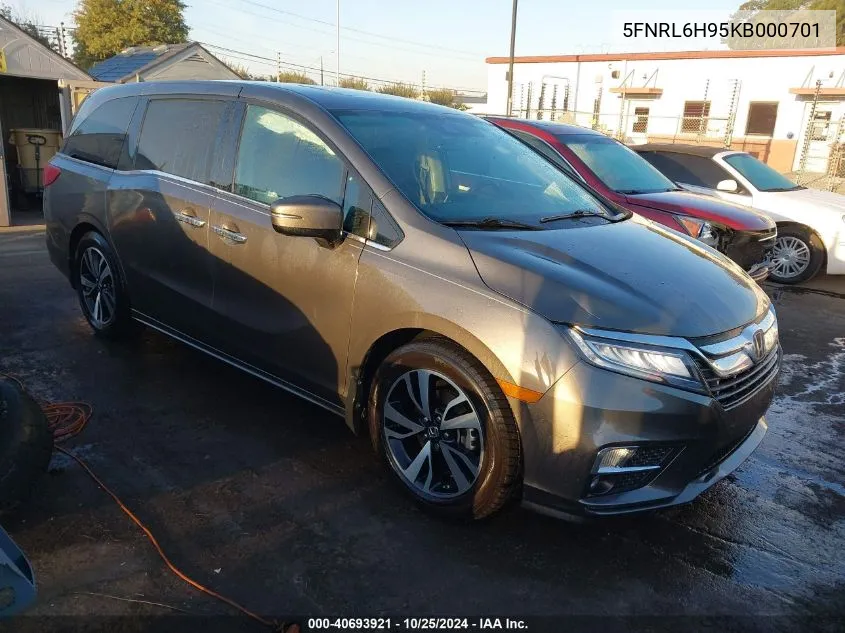 2019 Honda Odyssey Elite VIN: 5FNRL6H95KB000701 Lot: 40693921