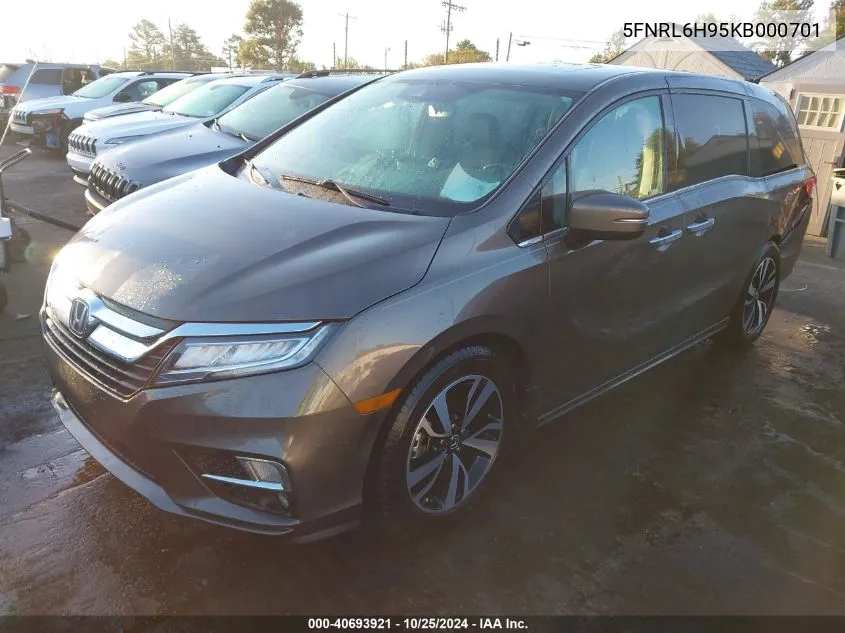 2019 Honda Odyssey Elite VIN: 5FNRL6H95KB000701 Lot: 40693921