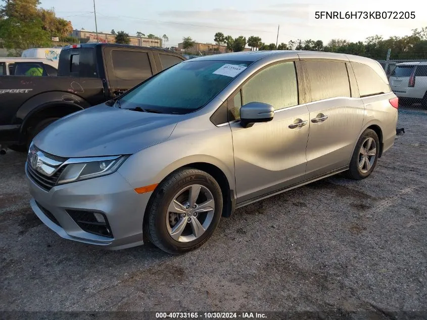 2019 Honda Odyssey Ex-L VIN: 5FNRL6H73KB072205 Lot: 40733165