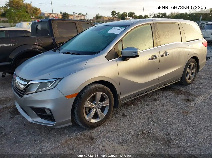 2019 Honda Odyssey Ex-L VIN: 5FNRL6H73KB072205 Lot: 40733165