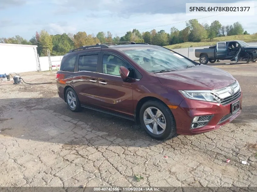 2019 Honda Odyssey Ex-L VIN: 5FNRL6H78KB021377 Lot: 40742556