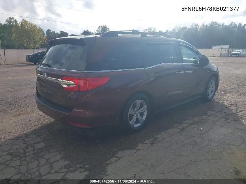 2019 Honda Odyssey Ex-L VIN: 5FNRL6H78KB021377 Lot: 40742556