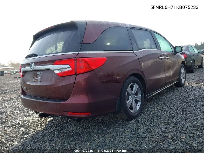 2019 Honda Odyssey Ex-L VIN: 5FNRL6H71KB075233 Lot: 40779361