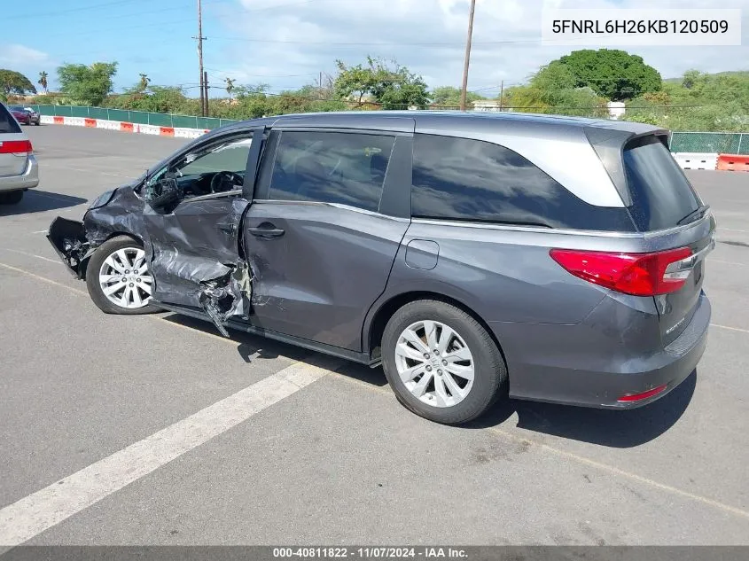 2019 Honda Odyssey Lx VIN: 5FNRL6H26KB120509 Lot: 40811822