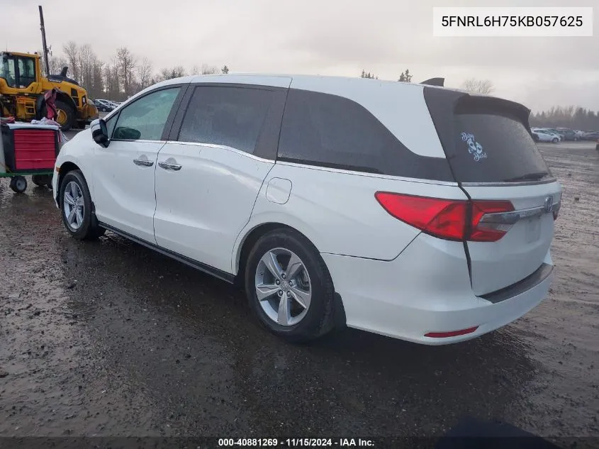 2019 Honda Odyssey Ex-L VIN: 5FNRL6H75KB057625 Lot: 40881269