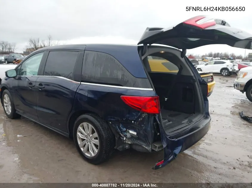 2019 Honda Odyssey Lx VIN: 5FNRL6H24KB056650 Lot: 40887782