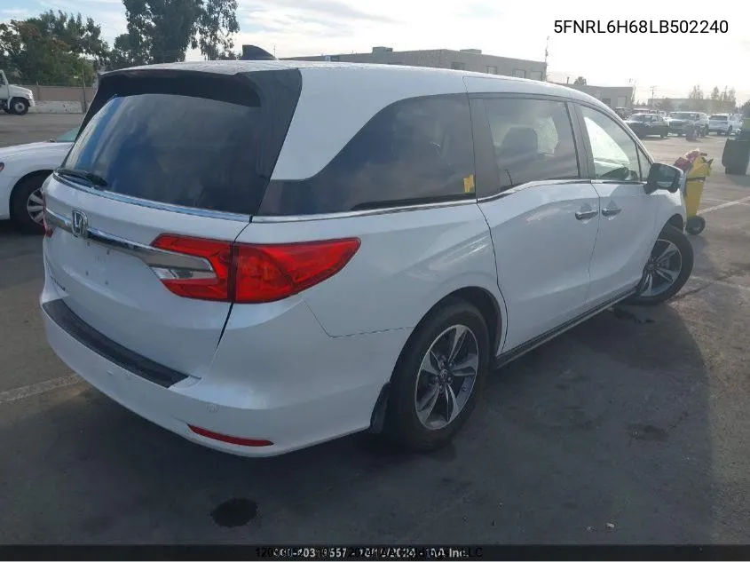 2020 Honda Odyssey VIN: 5FNRL6H68LB502240 Lot: 12093052