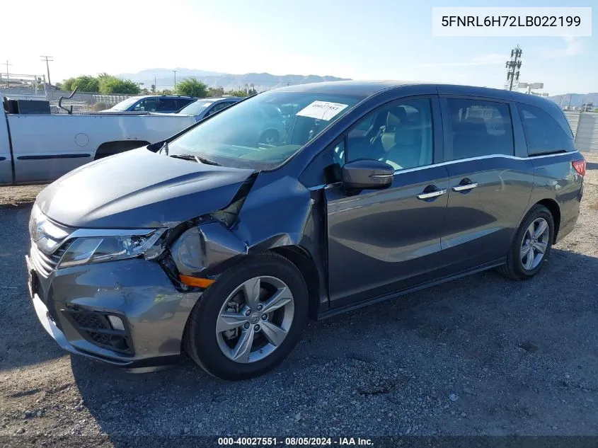 2020 Honda Odyssey Ex-L/Ex-L W/Navi Res VIN: 5FNRL6H72LB022199 Lot: 40027551