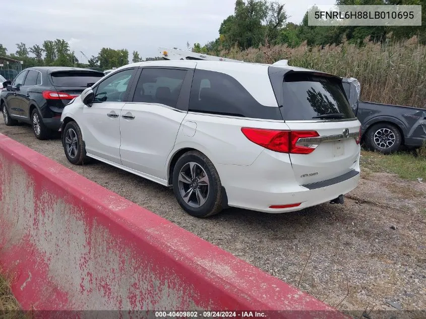 2020 Honda Odyssey Touring VIN: 5FNRL6H88LB010695 Lot: 40409802