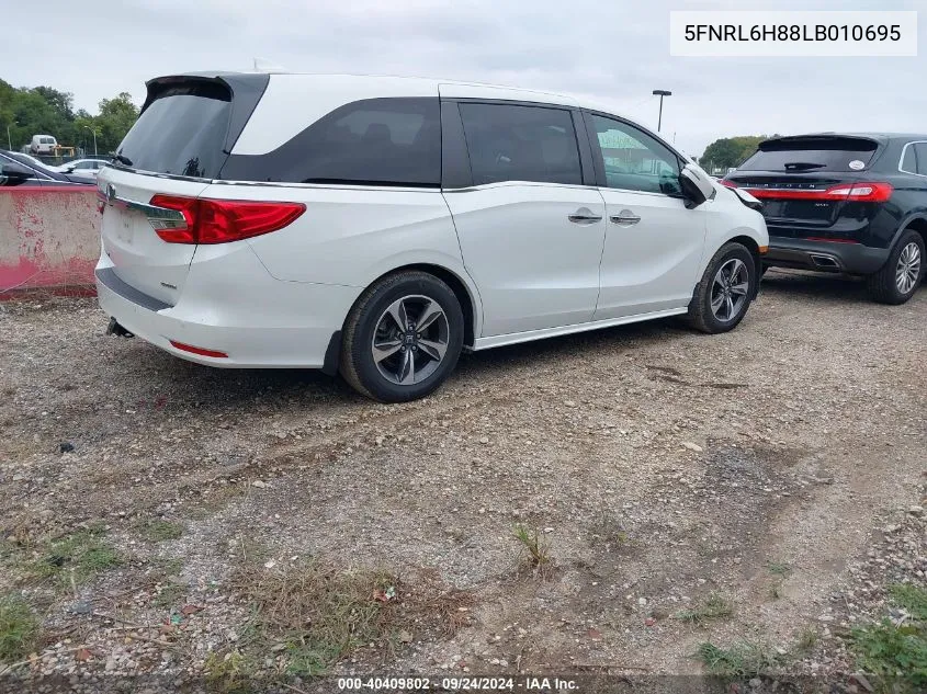 2020 Honda Odyssey Touring VIN: 5FNRL6H88LB010695 Lot: 40409802