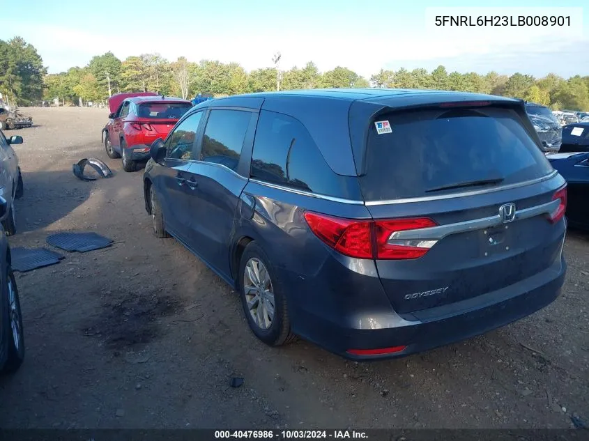 2020 Honda Odyssey Lx VIN: 5FNRL6H23LB008901 Lot: 40476986