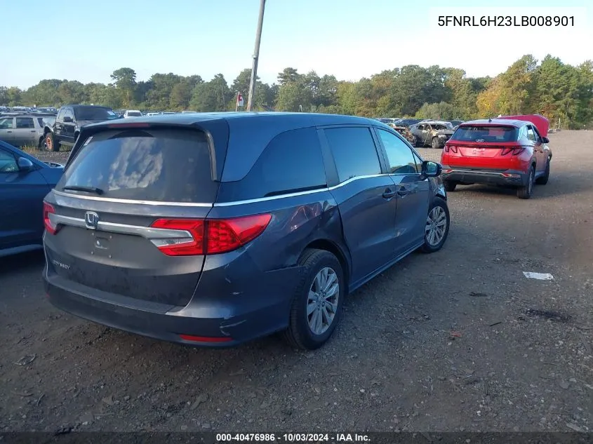 2020 Honda Odyssey Lx VIN: 5FNRL6H23LB008901 Lot: 40476986