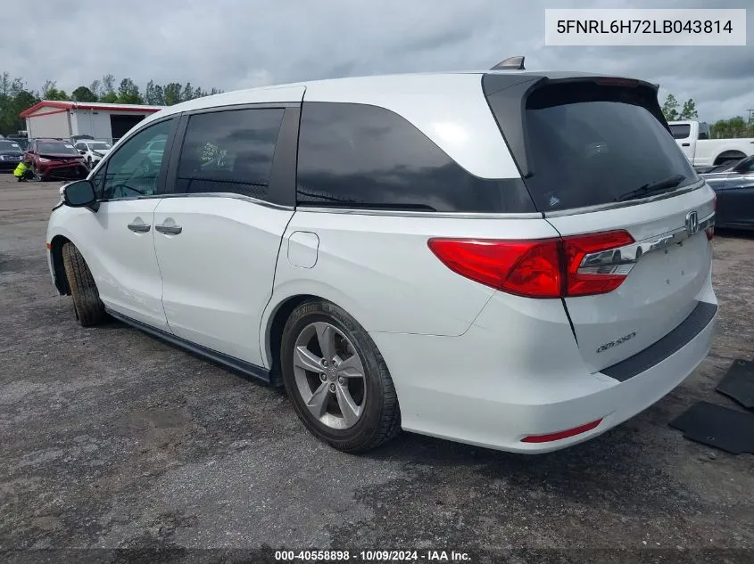 2020 Honda Odyssey Exl VIN: 5FNRL6H72LB043814 Lot: 40558898